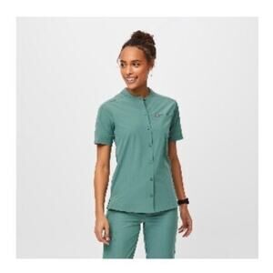 Figs Technical Collection Green Eucalyptus Mena Freex Button Down Top (size XXS)